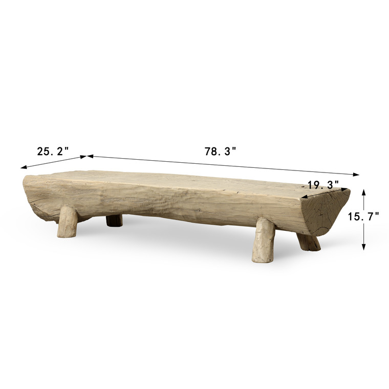 Approx. 78" W 25"D Live Edge Slab Coffee Table Weathered Natural