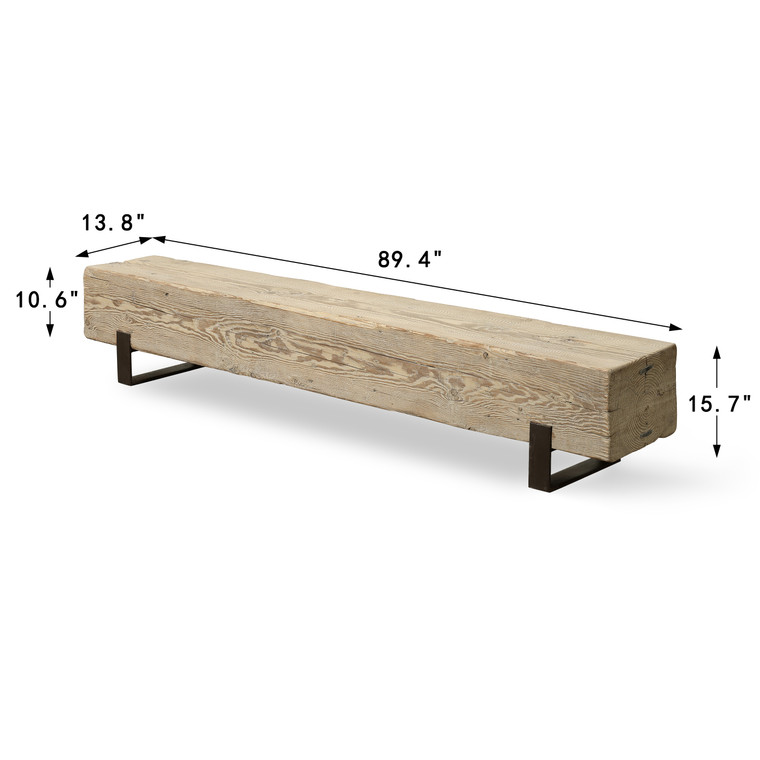 Approx 84-90 Inches Long 13-16 Inches Deep Vintage Timber Block Bench