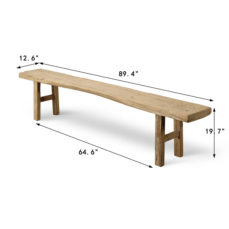 Approx. 89 Inches Long Vintage Rustic Bench Weathered Nature