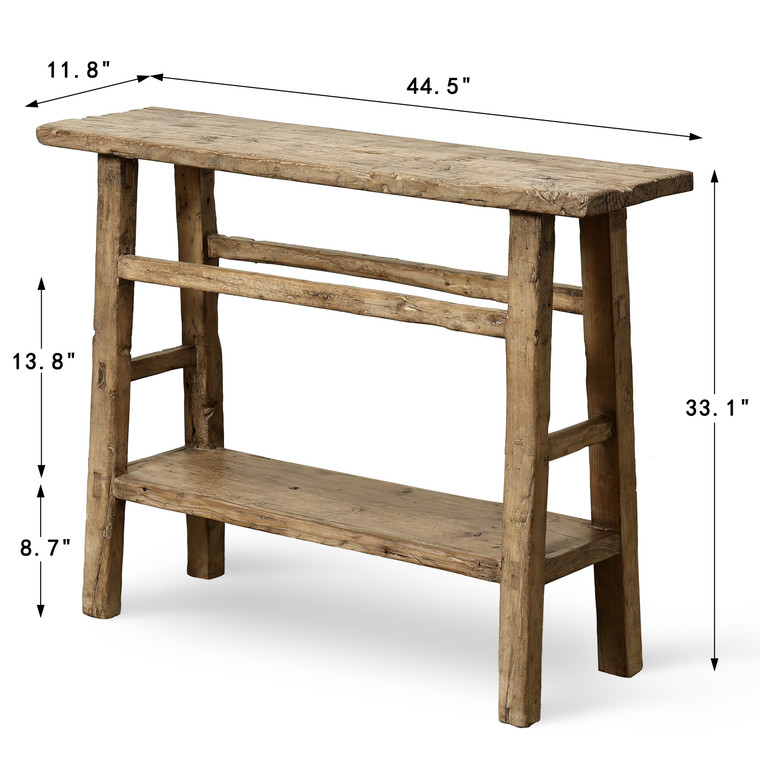 Approx. 44.5 Inches Long Console with Shelf Weathered Natural