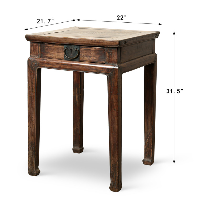 Antique Beechwood  Side Table 22"x21.7"x31.5"H