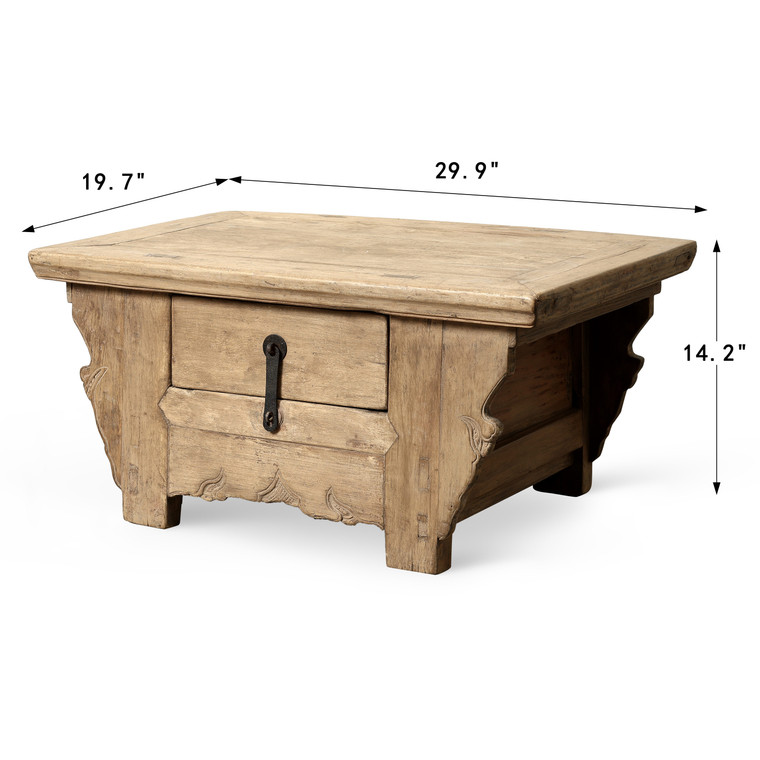 Vintage  Low Storage Coffee Table 29.9"x19.7"x14.2"H Elmwood
