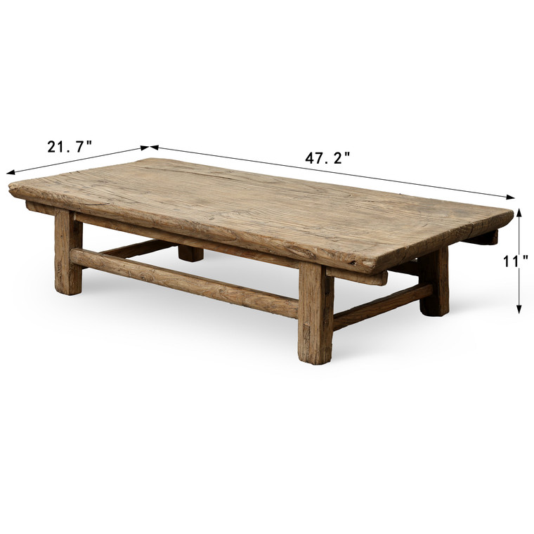 Vintage  Coffee Table Weathered Natural 47.2" x21.7" x11" H Elmwood