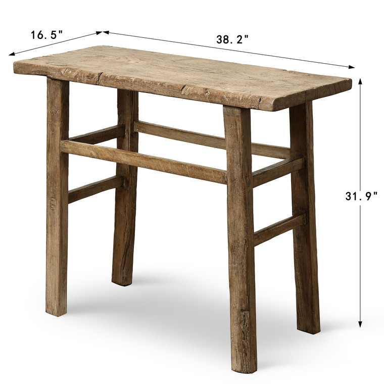 Vintage Narrow Console 38.2" Wide 16.5“Deep Weathered Natural