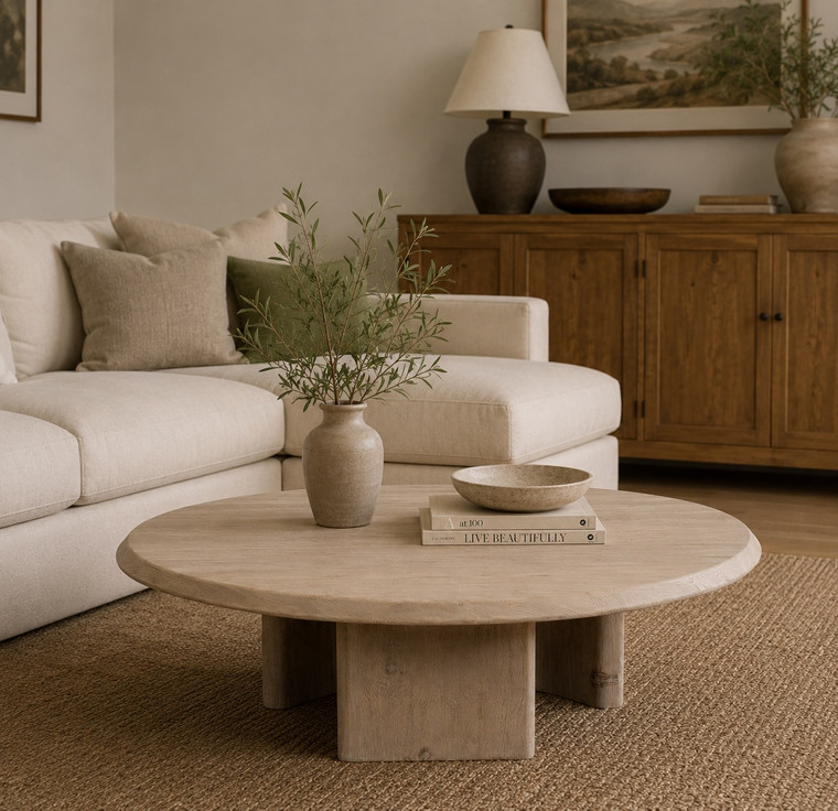 Sorrento Coffee Table-48" Round Weathered Natural