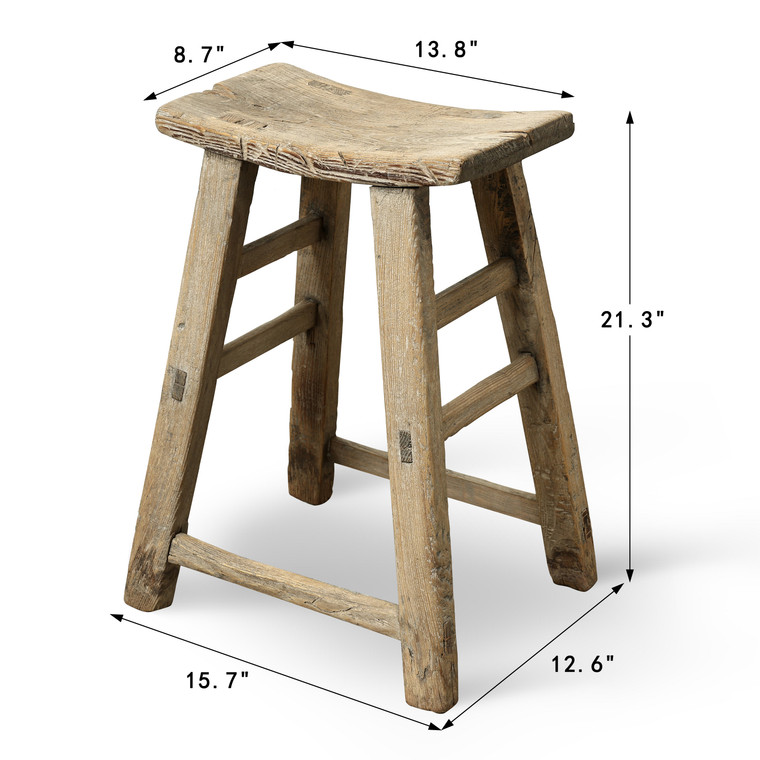 Vintage Rustic Stool 21H 14W 8.7D