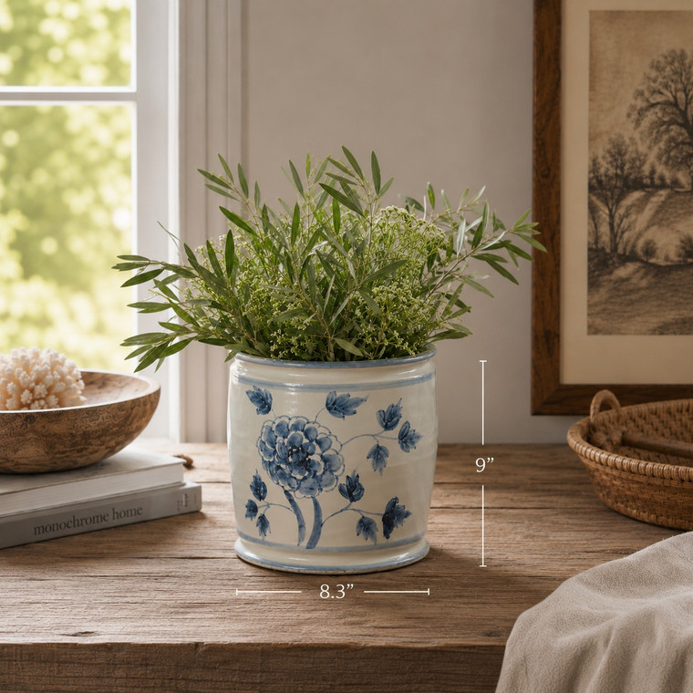 Azure Bloom Planter Approx. 9 Inches High
