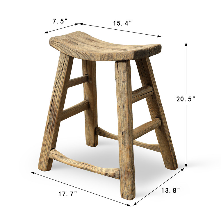 Vintage Rustic Stool 20.5H 15.4W 7.5D