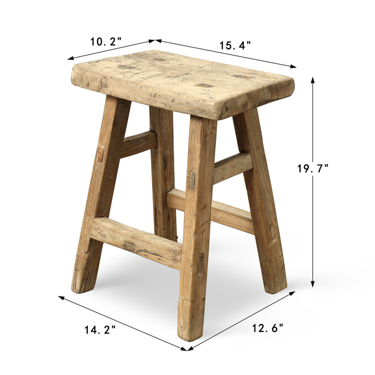 Vintage Rustic Stool 19.7H 15.4W 10.2D