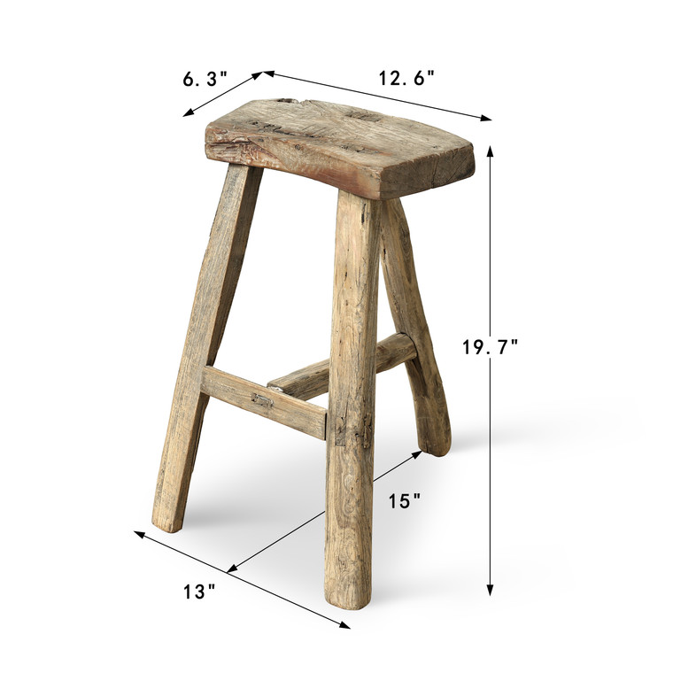 Vintage Rustic Stool 19.7H 12.6W 6.3D