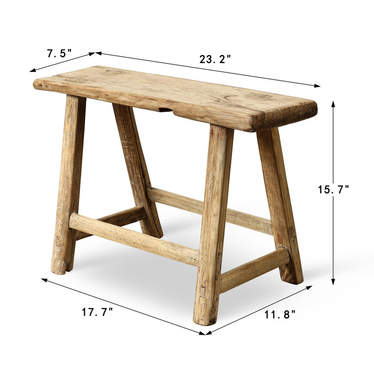 Vintage Rustic Stool 15.7 H 23.2 W 7.5 D