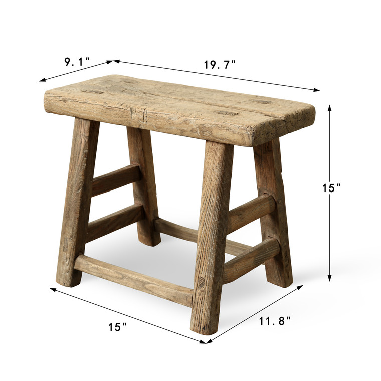 Vintage Rustic Stool 15 H 19.7 W 9.1 D