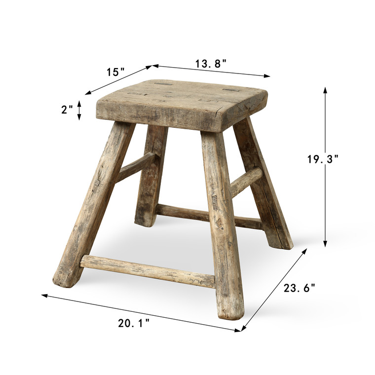 Vintage Rustic Stool 19.3 H 13.8 W 15 D