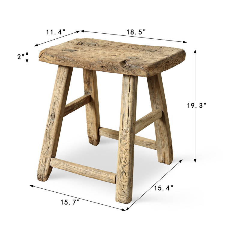 Vintage Rustic Stool 19.3 H 18.5 W 11.4 D