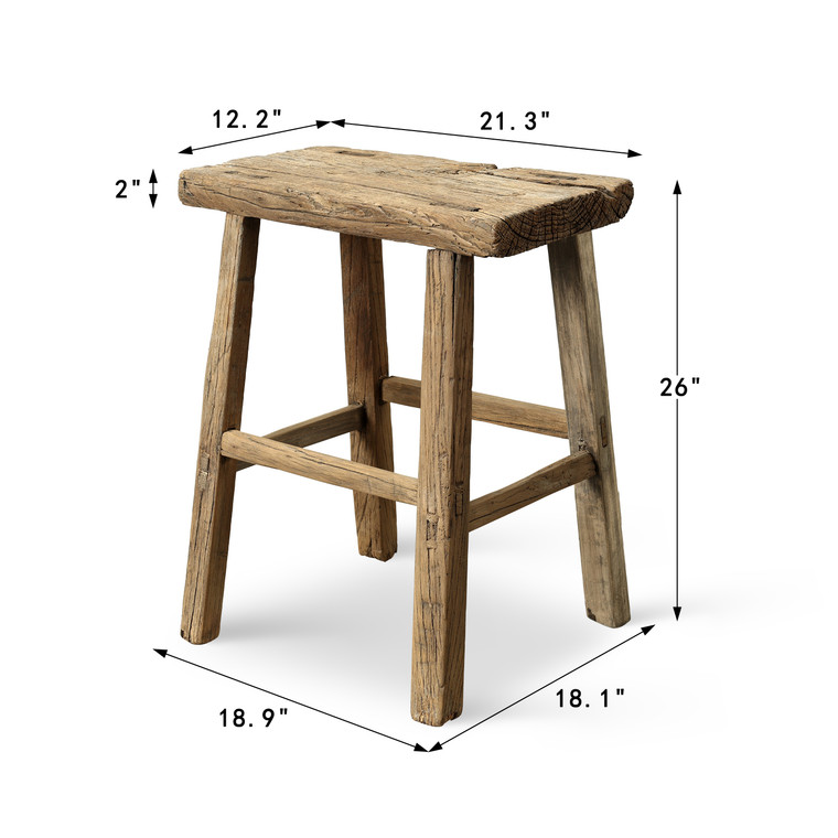 Vintage Rustic Stool 26 H 21.3 W 12.2 D