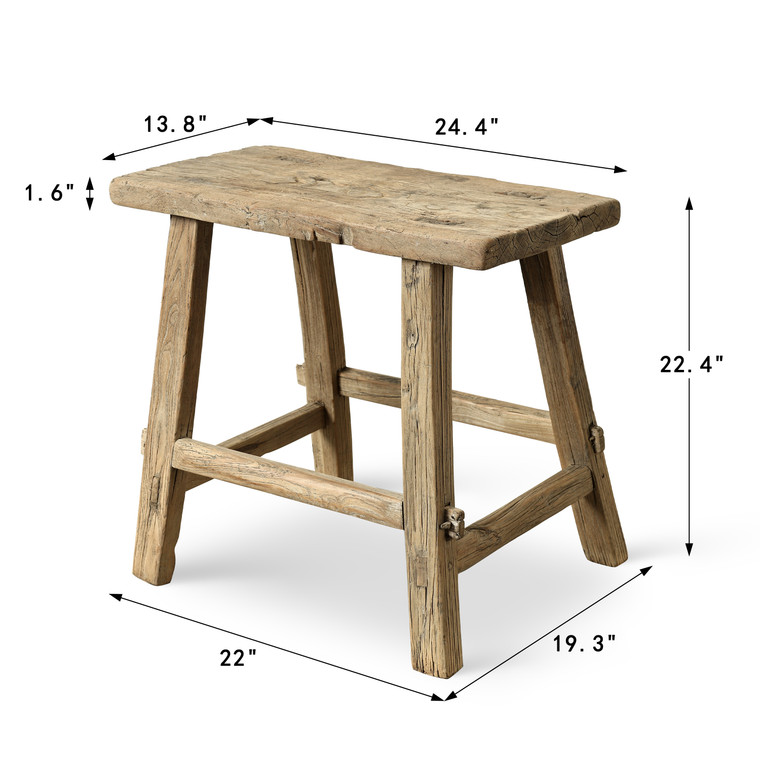Vintage Rustic Stool 22.4 H 24.4 W 13.8 D