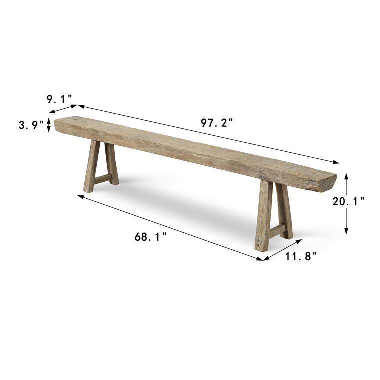 97“ Long 9" Deep Vintage Bench Weathered Natural