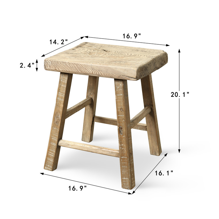 Vintage Rustic Stool 20.1H 16.9W 14.2D