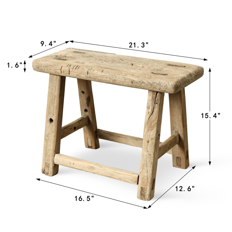 Vintage Rustic Stool 15.4H 21.3W 9.4D