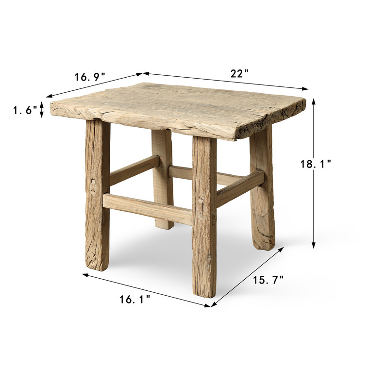 Vintage Rustic Stool 18.1H 22W 16.9D