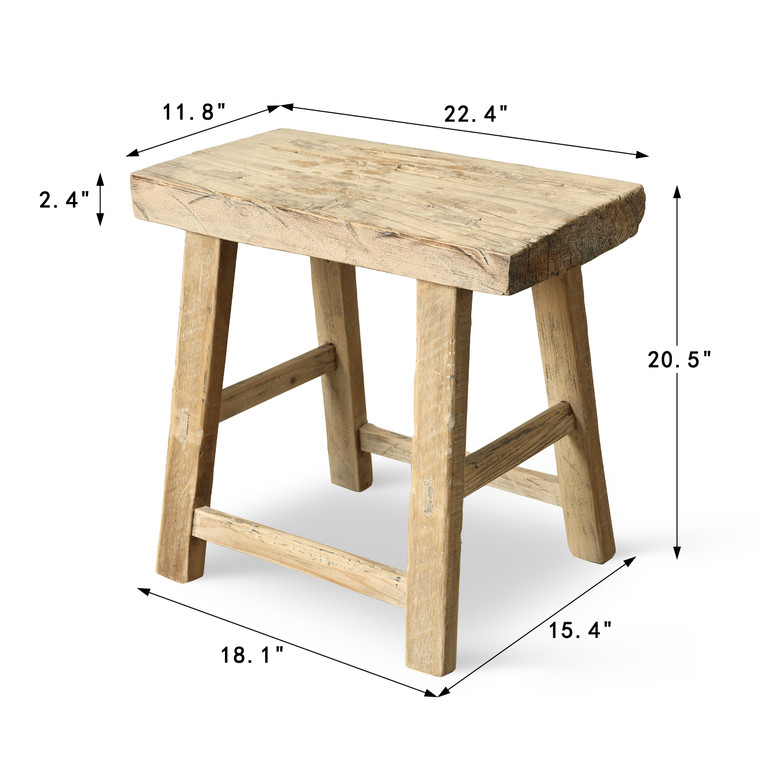 Vintage Rustic Stool 20.5H 22.4W 11.8D