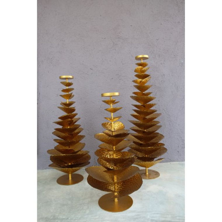 Gilded Iron Tree Candle Holder  Gold Small