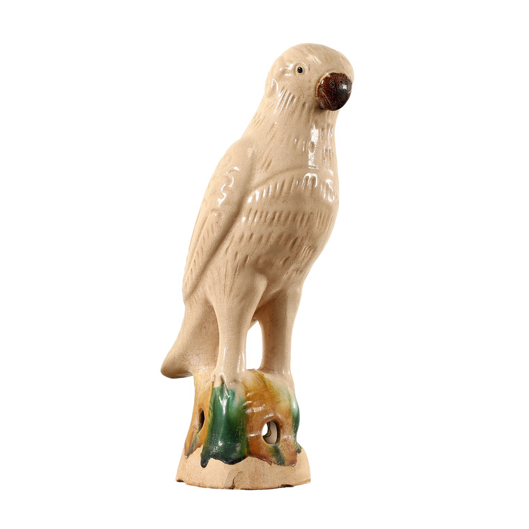 Approx. 12 Inches High Creamy White Glazed Parrot Large