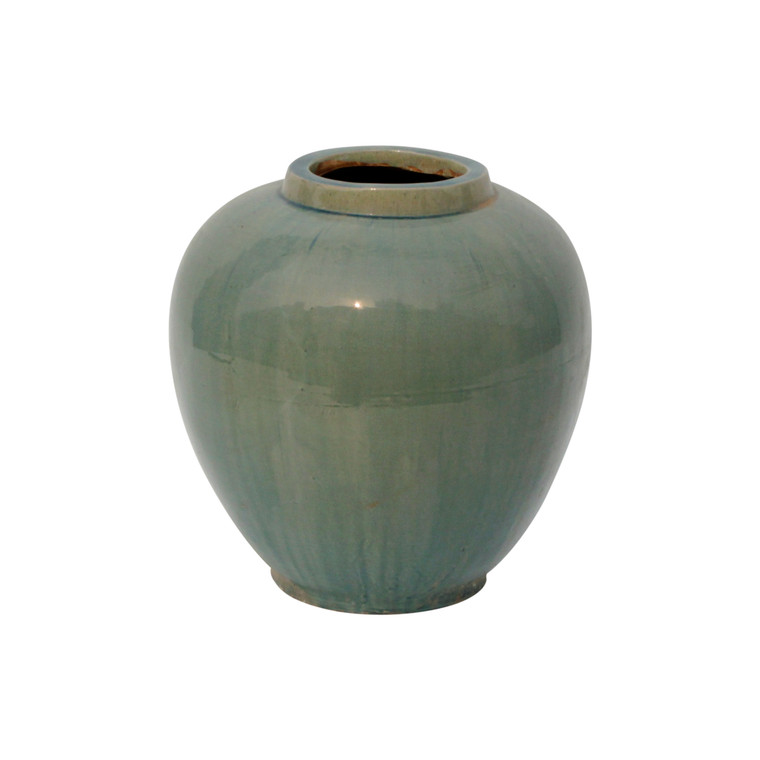 12" Vintage Style Blue-Green Ceramic Apple Shaped Pot Large(size and finish vary)