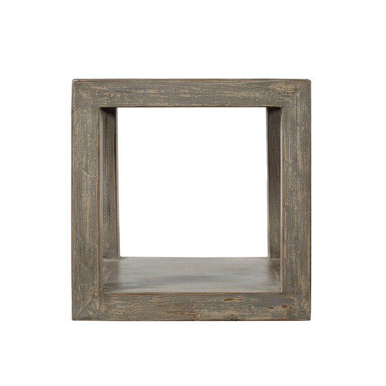 Peking Grand Framed Square Side Table Weathered Gray wash