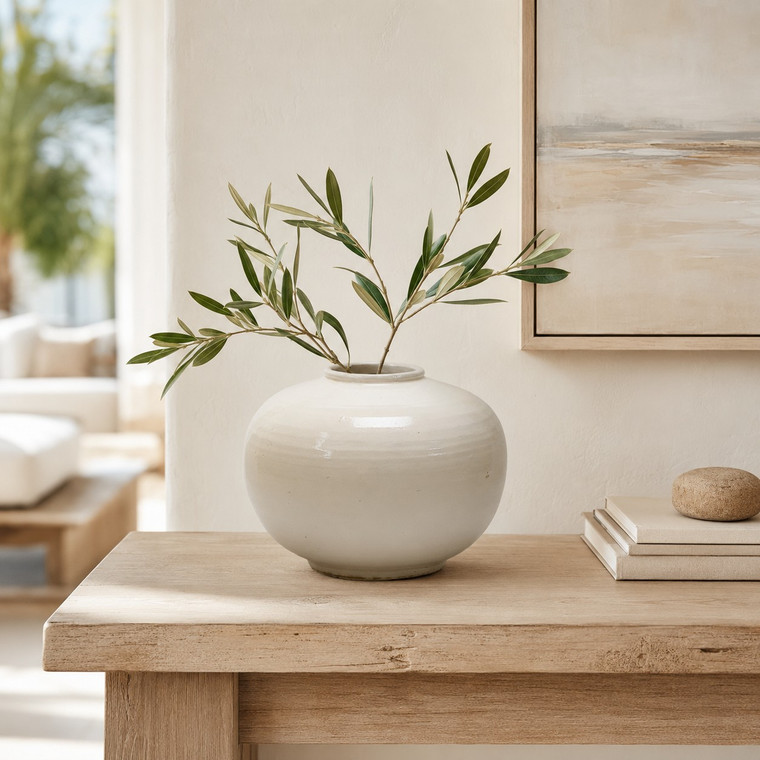 10" Creamy White Round Pot