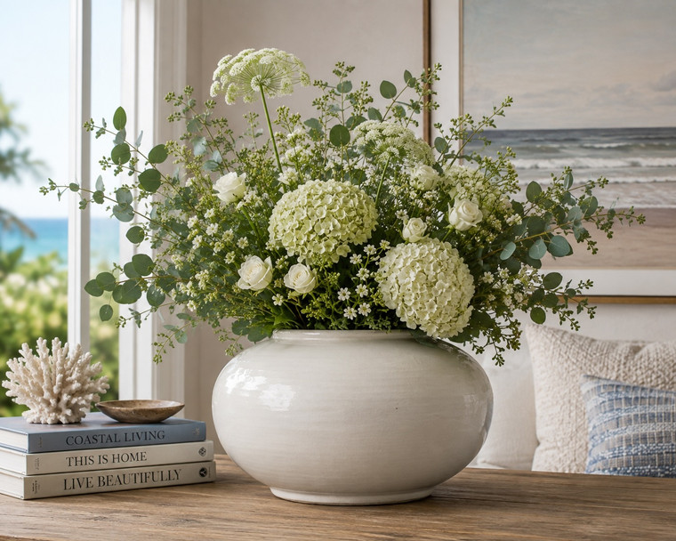 10" High1 3"Wide Creamy White Round Pot