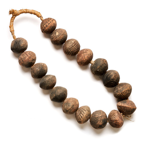 Vintage African Black Clay Beads- Large