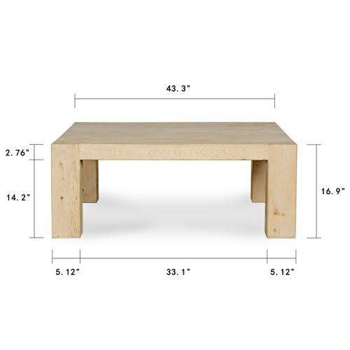 Square Coffee Table with Dovetail Joint Weathered Natural 43x43x17