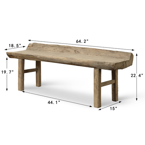 Approx. 64.2 Inches Wide 22.4 Inches High Live Edge Vintage Bench ...