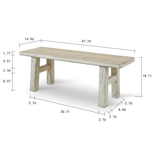 【sachi】WHITE_WOOD_BENCH Sachi Bench – Meadow Blu