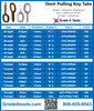 Chart of 1.0mm Dent Pull Ring Kit - Straight & Twist Tabs