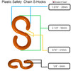 Plastic Safety Chain Orange S - Hook Orange  2-1/4" (56mm) E