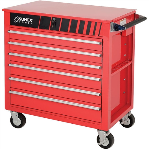 Sunex 8057 Full Drawer Professional Duty Service Cart-Red