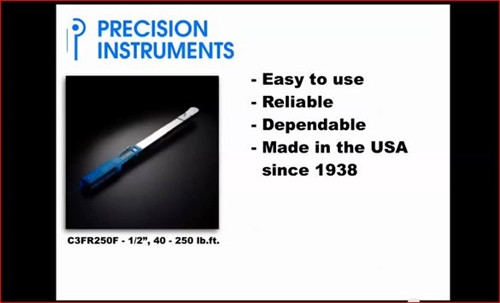 Precision Instruments C4D600F 3/4" Dr. Split Beam Click Type Torque Wrench - 200-600'/lbs