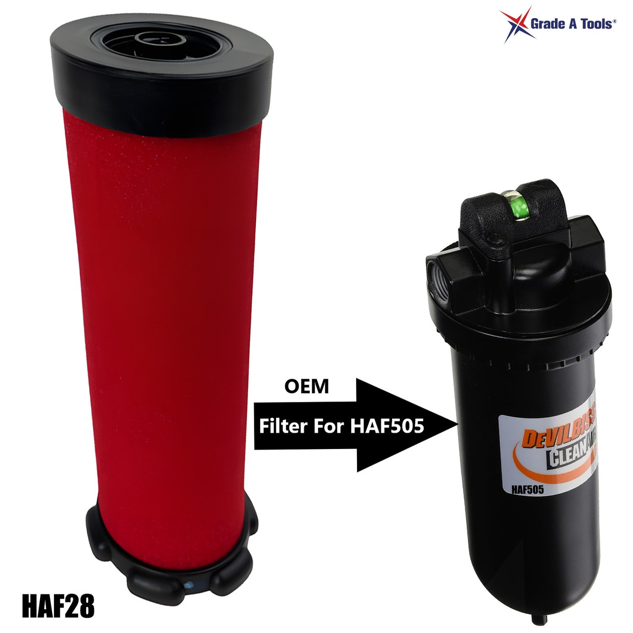 HAF28Devilbiss  2 Stage Filter Coalescing for DAD500 and HAF505 filter B