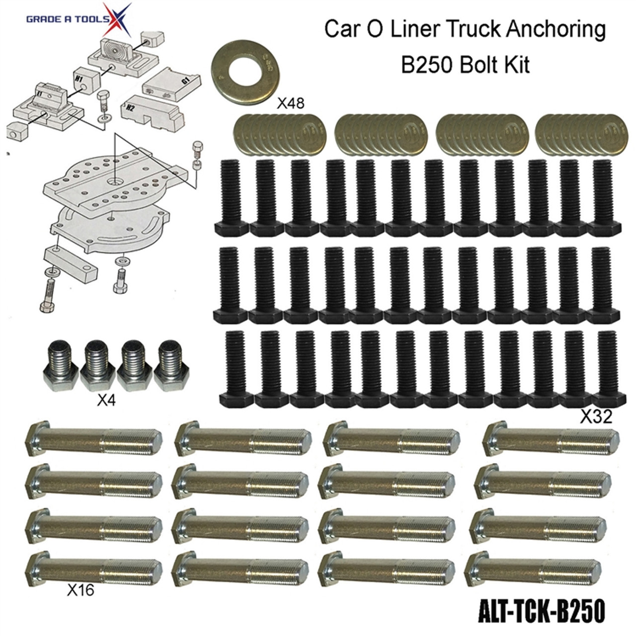 Car O Liner Truck Anchoring Clamp bolt Kit - B250