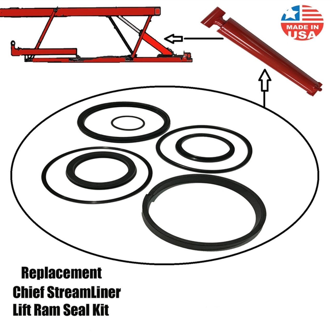 Replacement lift ram Seal Kit for Chief Stream Liner  frame machine