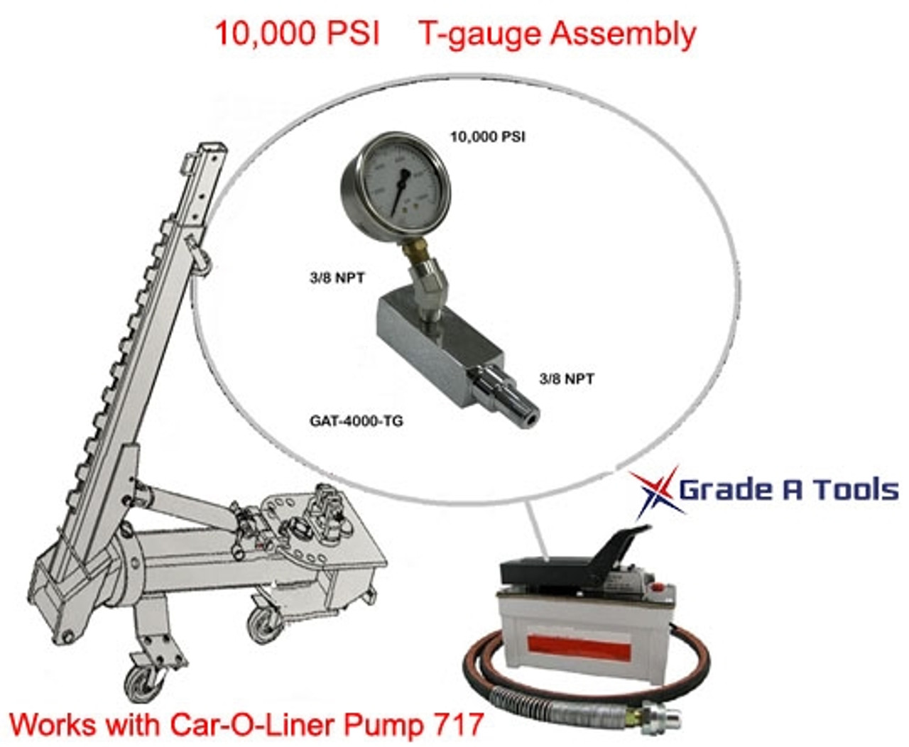 Hydraulic T-Gauge Assembly for Car O Liner Foot Pump.