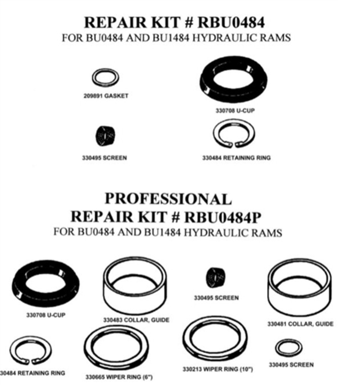 Porter-Ferguson RBU0484 Hydraulic Seal Kit For 10 Ton Ram