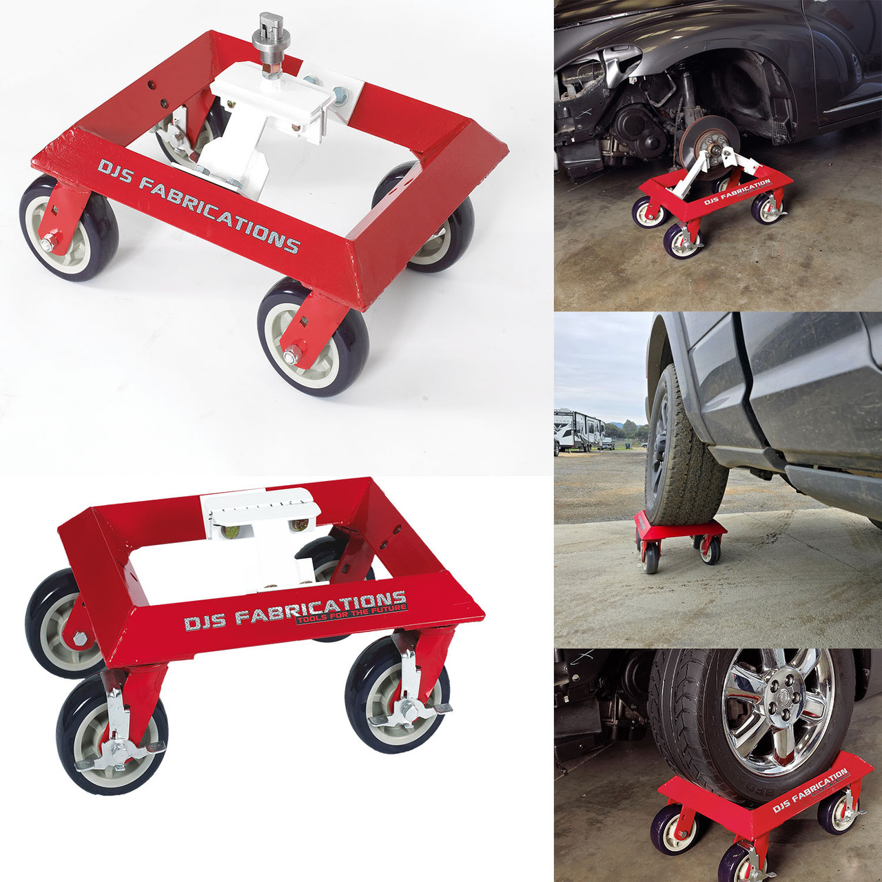 Set of 4 Wheel DJS manufacturing mobile dolly with mobile cart , works with trucks, cars, sedan, jeep and Hobby,  DJS-00115-4, A5