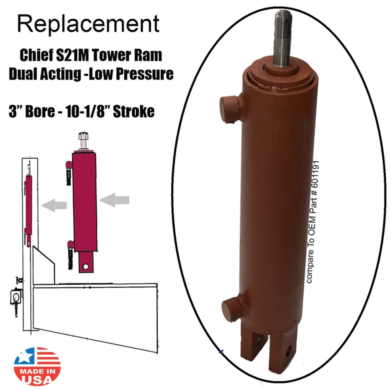 Replacement Chief S21M Frame Machine Tower Ram- Dual Acting Hydraulics