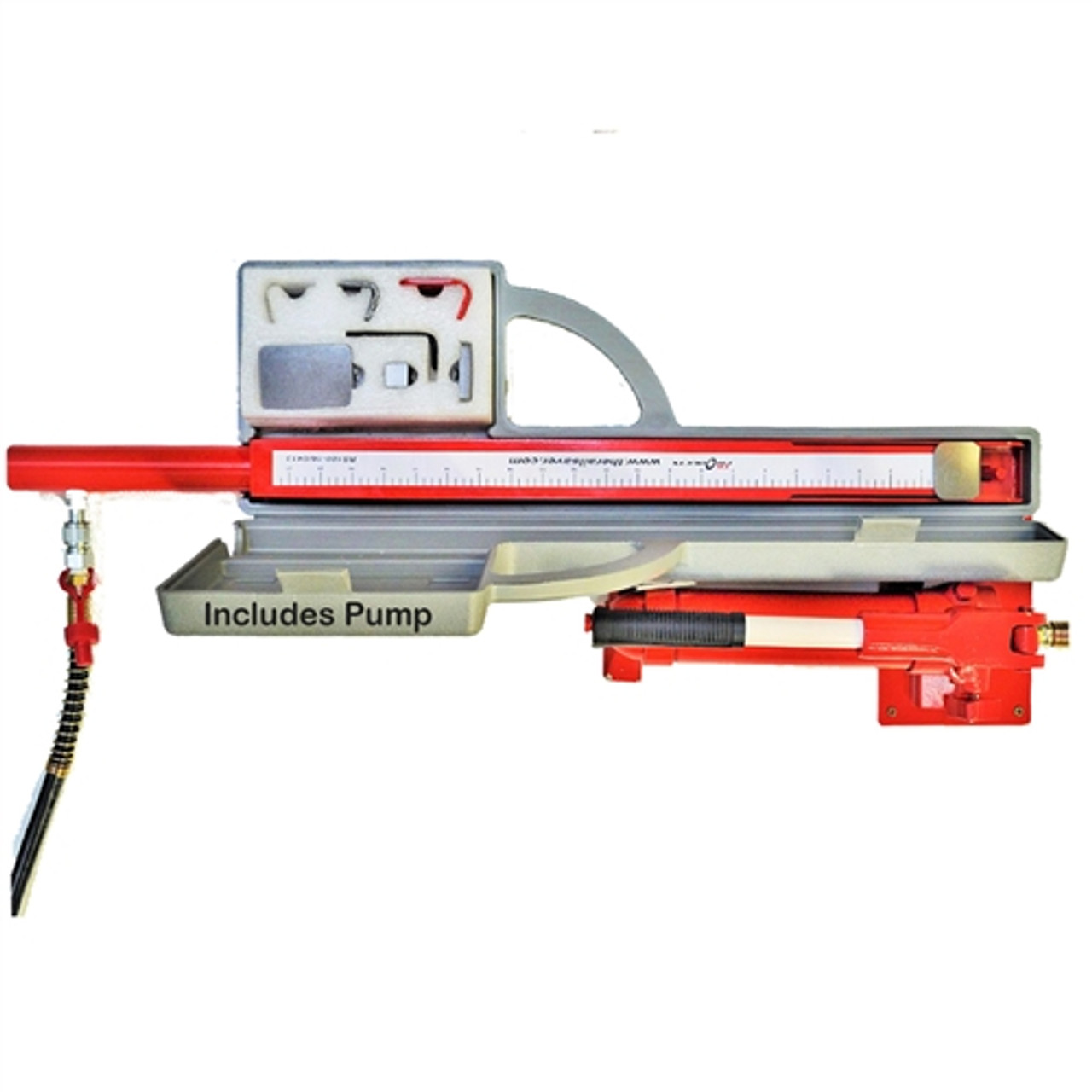 The Rail Saver RS120-16AK - with Pump, 6' Hose, Ram, and Accessory Kit, Case & Wall Bracket