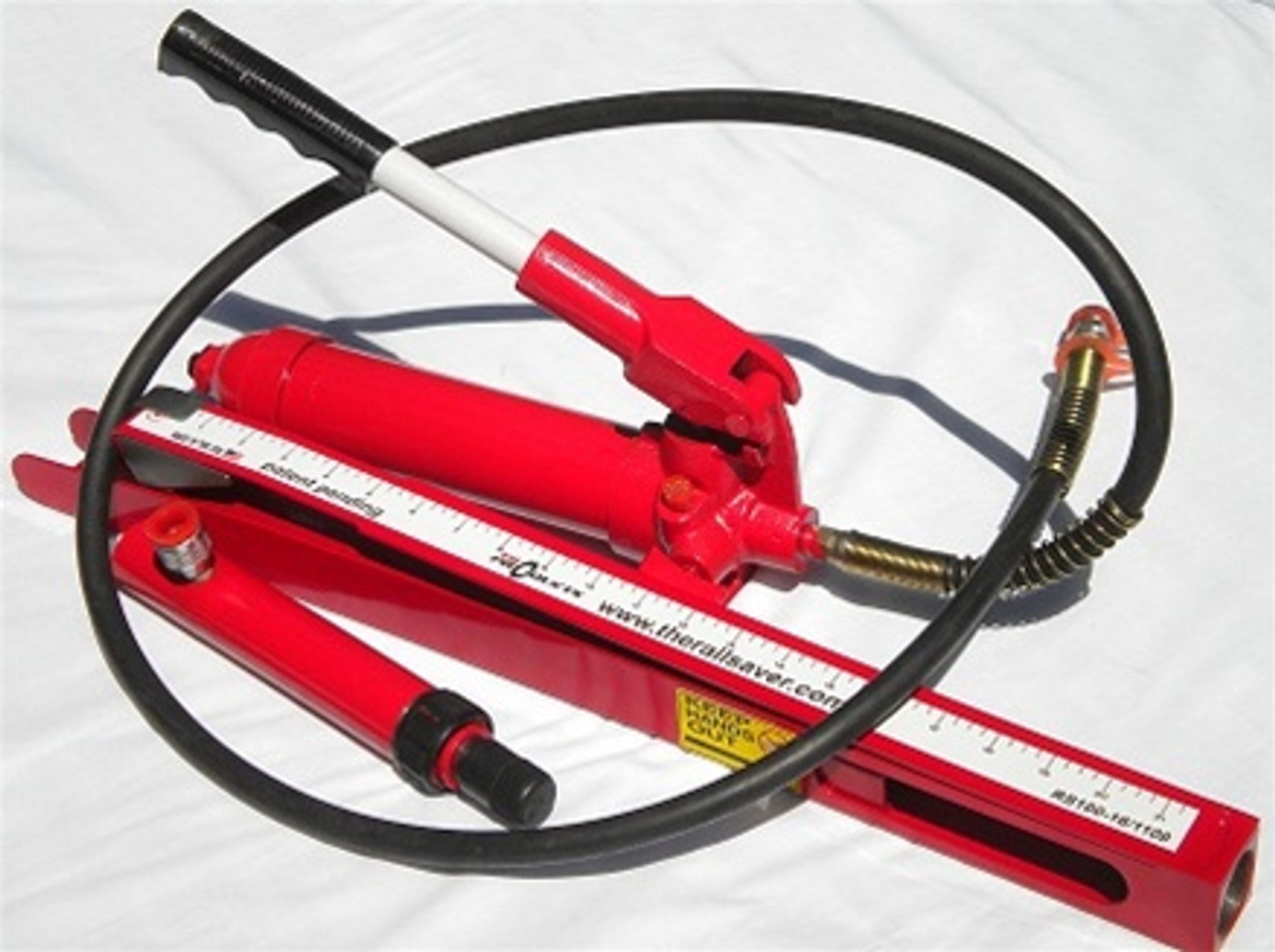 The Rail Saver RS120-16AK - with Pump, 6' Hose, Ram, and Accessory Kit, Case & Wall Bracket