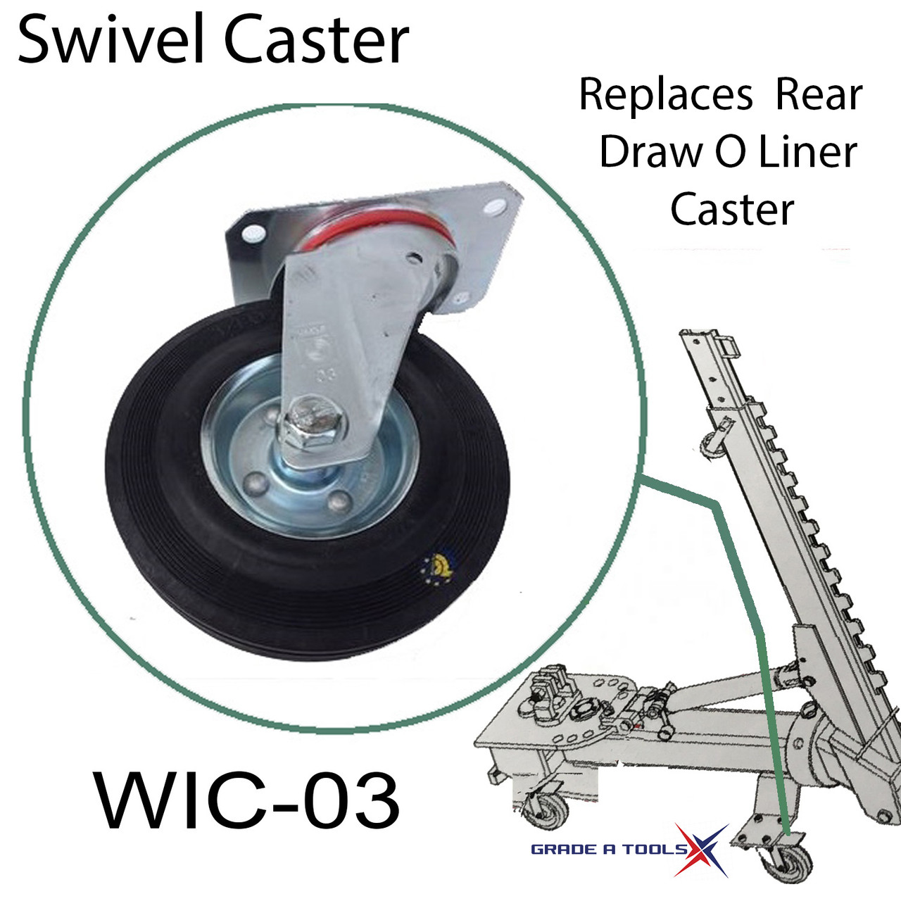 Car O Liner Pull Tower casters, Swivel Front Caster Draw aligner, Frame machine tower caster  1C