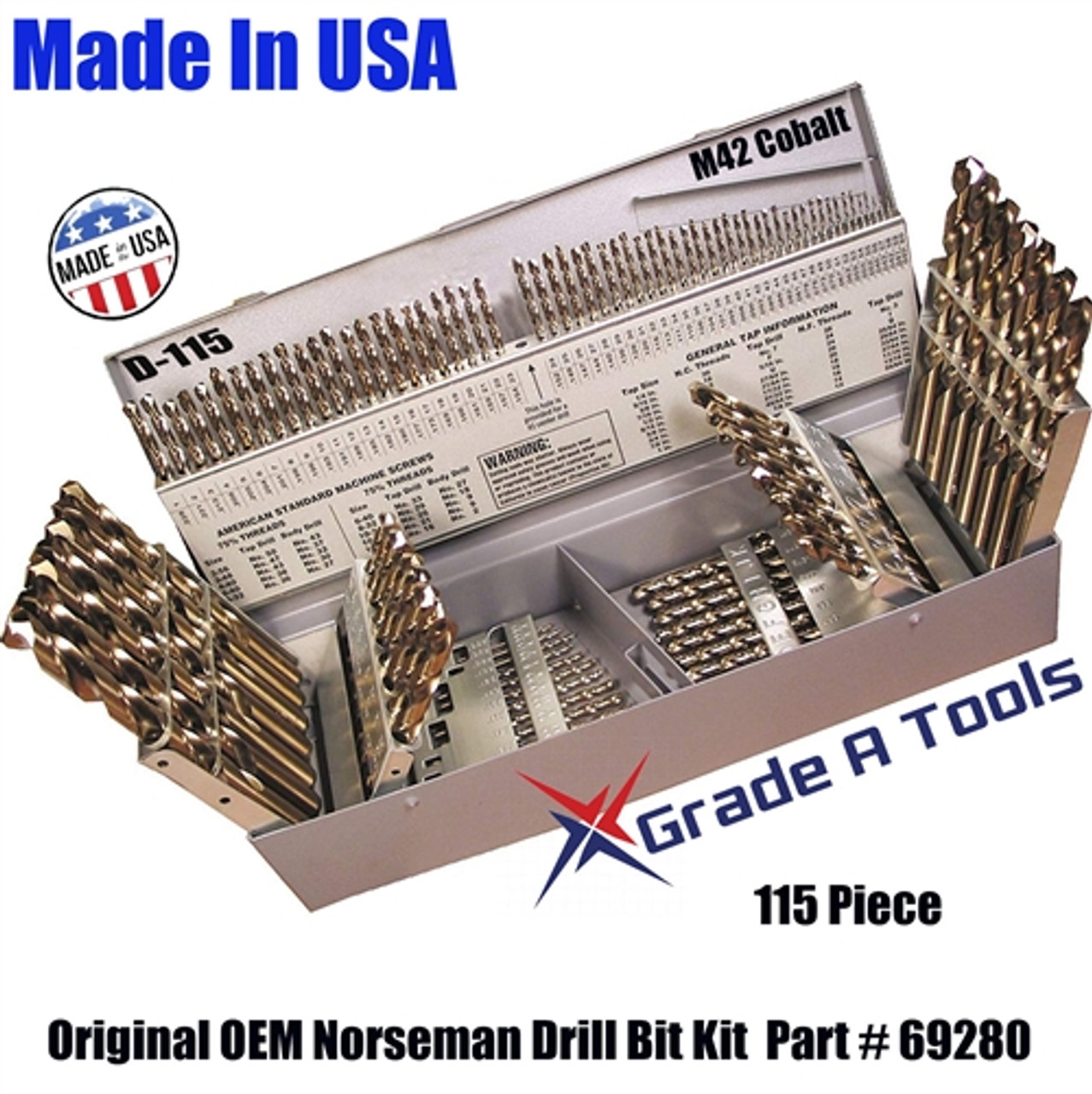 Norseman 115 pc COBALT M42 Drill Bit Set